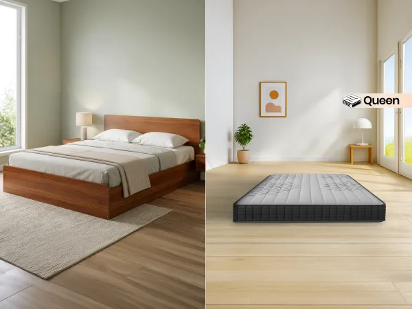 Luna Queen Engineered Wood (62 inches x 80 inches) With Memory Foam Queen Mattress (78 x 60 x 6 inches)